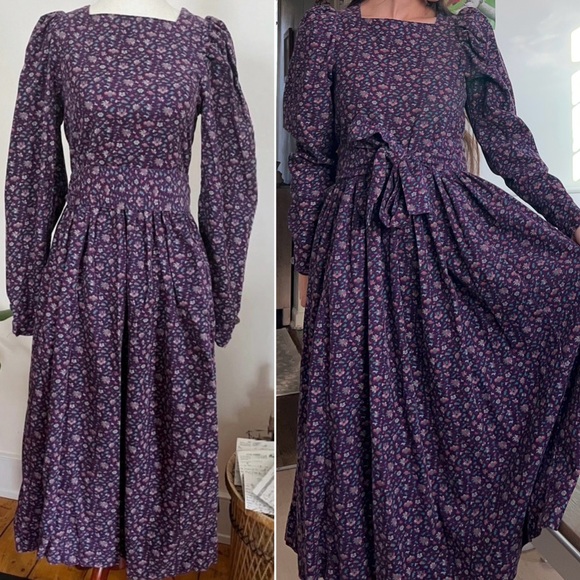 Laura Ashley Dresses & Skirts - Vintage 80s Laura Ashley Prairie Needlecord Cottagecore Puff Shoulder Dress